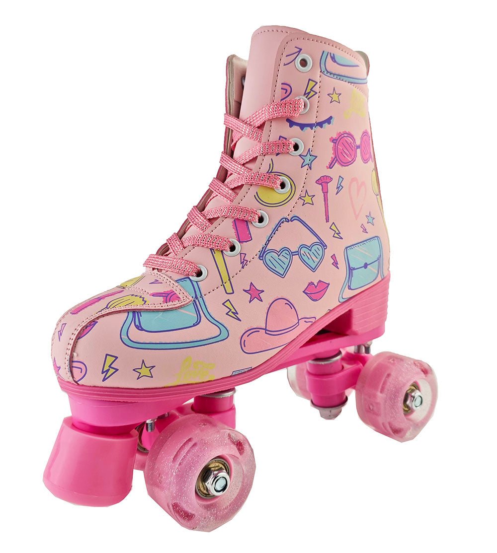 Outdoor PU leather quad roller skates for kids and girls, beginner-friendly